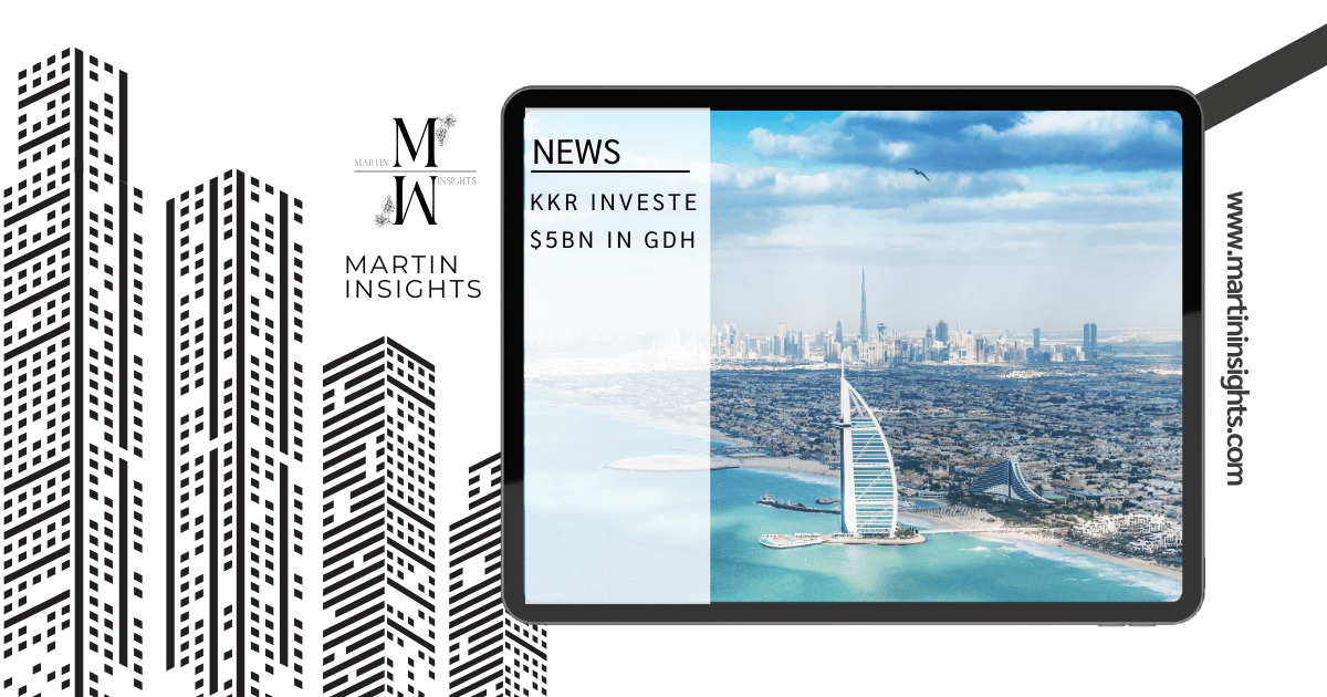 KKR investe $5bn in Gulf Data Hub con skyline di Dubai e Burj Al Arab sullo sfondo
